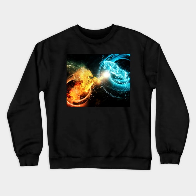 Fire and water horses Crewneck Sweatshirt by AnnArtshock